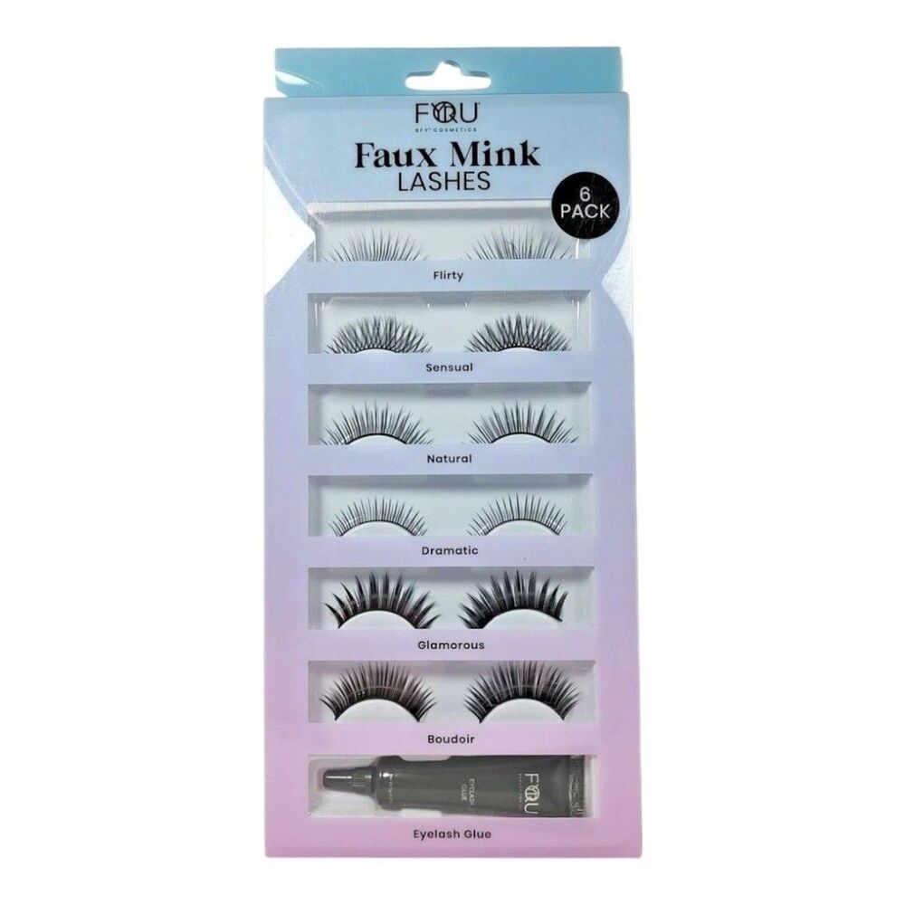 BFY Cosmetics Faux Mink Lashes & Glue Flirty Sensual Natural Dramatic Glamorous